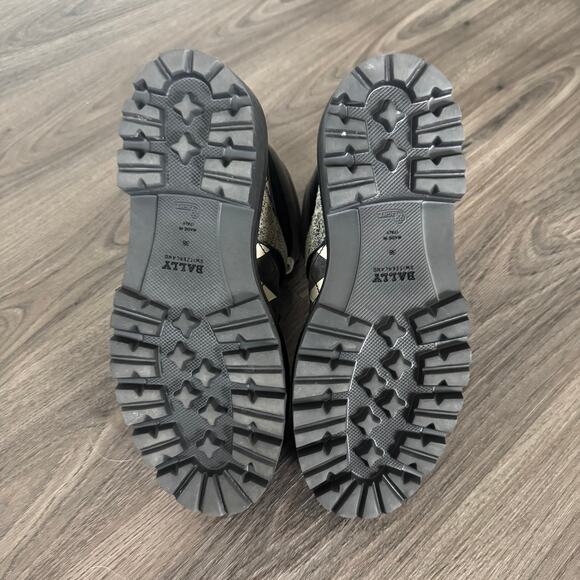 Bally Manilo Hiking Boots NEW Black Grey Turquoise Trim Suede Lug Sole Size 38 - Picture 6 of 7